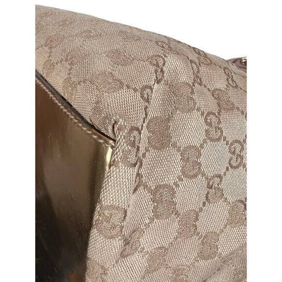 Gucci GG Monogram Canvas Large Web Handle Bucket Tote Pink Gold 131231 204991 - Picture 9 of 16